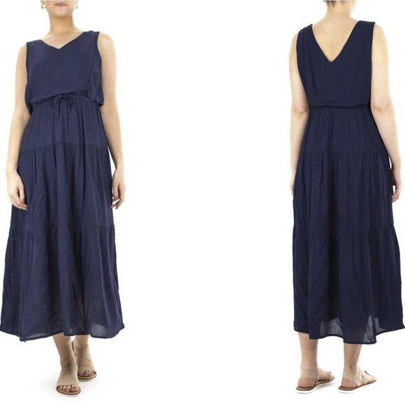 Nina Leonard Sleeveless Tank Maxi Dress - Navy Blue - size Small - Picture 9 of 9